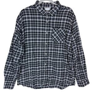 Columbia Shirt Mens L Black Plaid Flannel Stretch Pocket Long Sleeve Button-Up